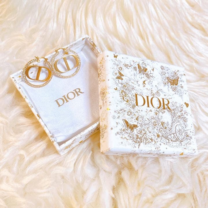 【美品】希少 Dior ディオール ピアス ゴールド ロゴ 箱セット プレゼント