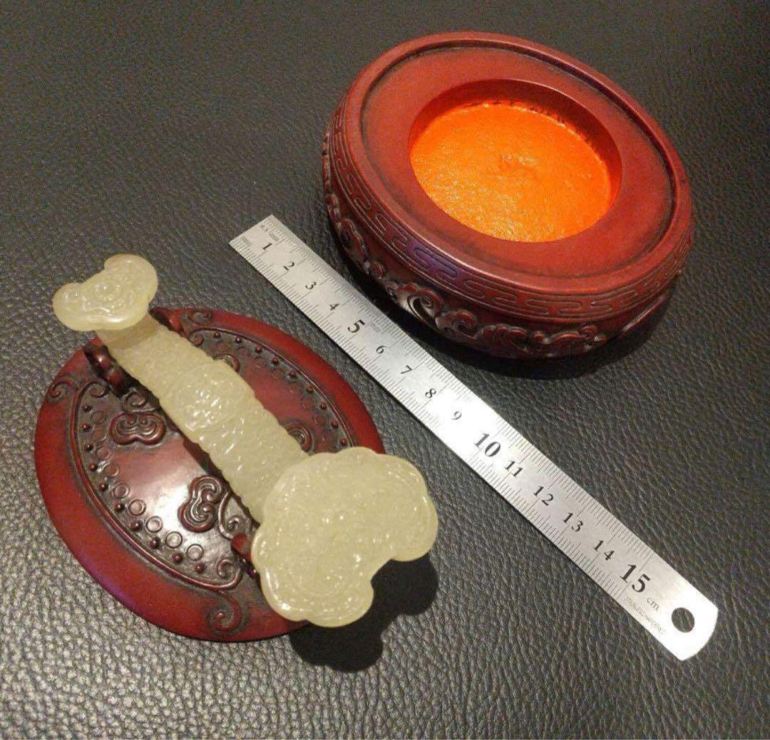 清時代　骨董品 朱肉　玉如意