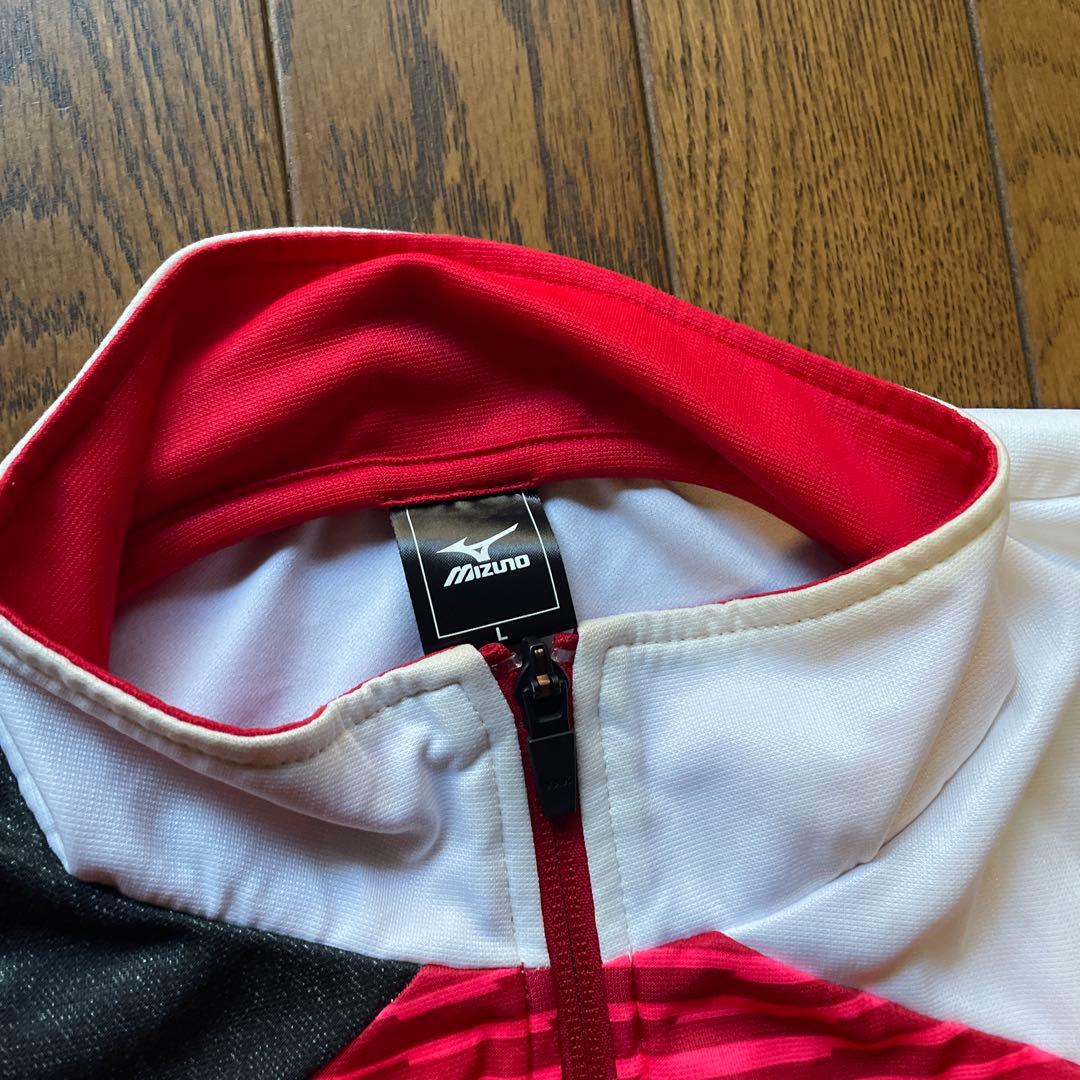 Mizuno ウォームアップウェア Lサイズ 赤/白 JAPAN刺繍ジャージ