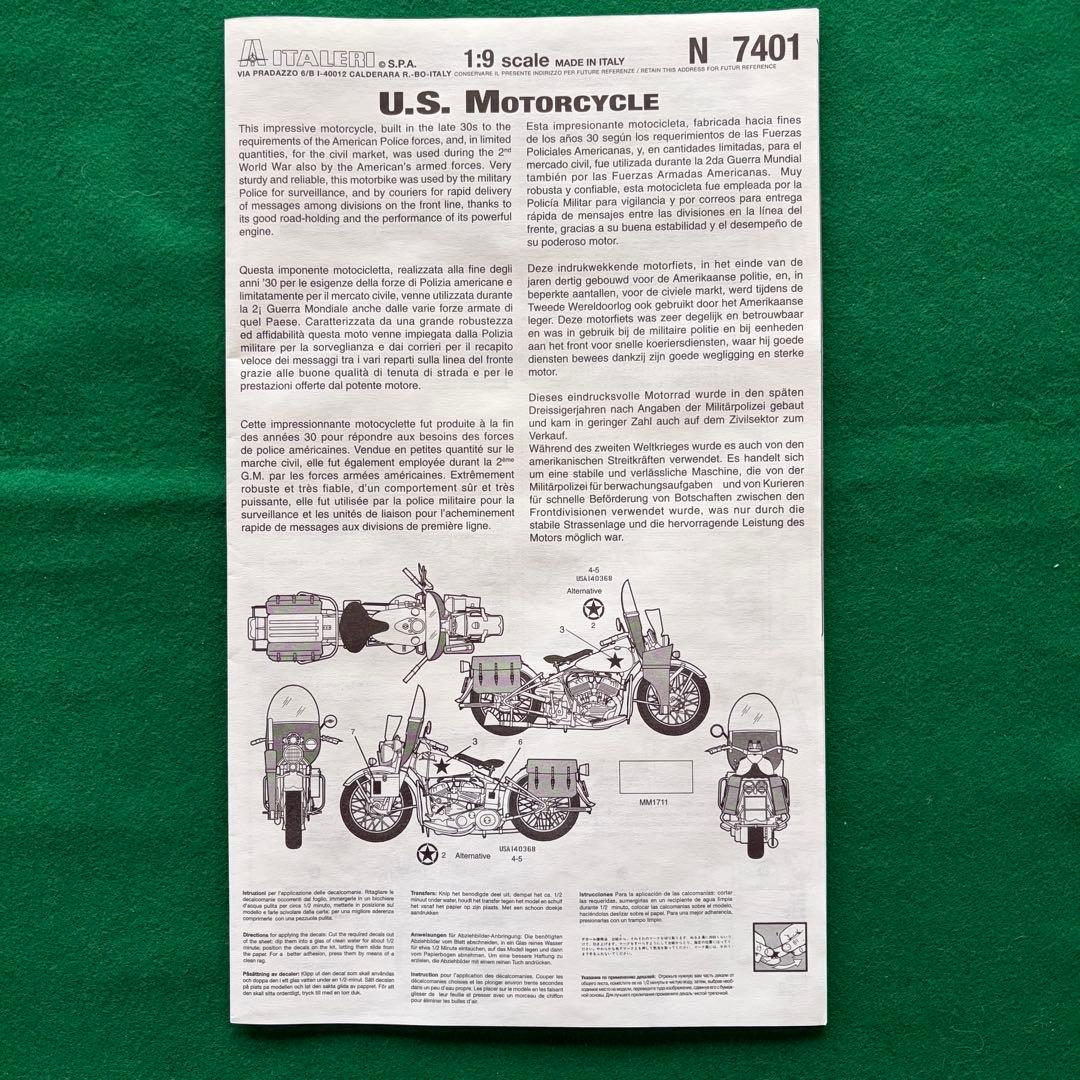 ITALERI イタレリ 1/9 U.S. WWII Motorcycle