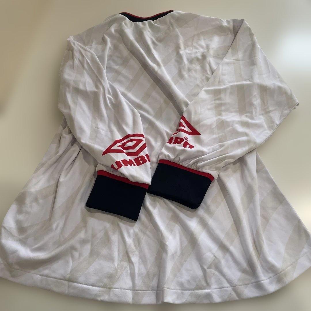 UMBRO 長袖シャツ L ホワイト/レッド/ネイビー