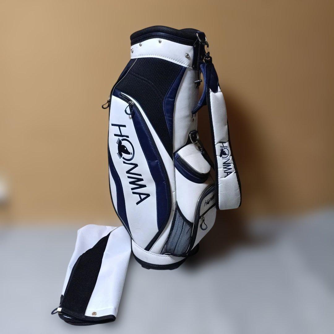 美品 軽量HONMA キャディバッグ ホワイト・ネイビー