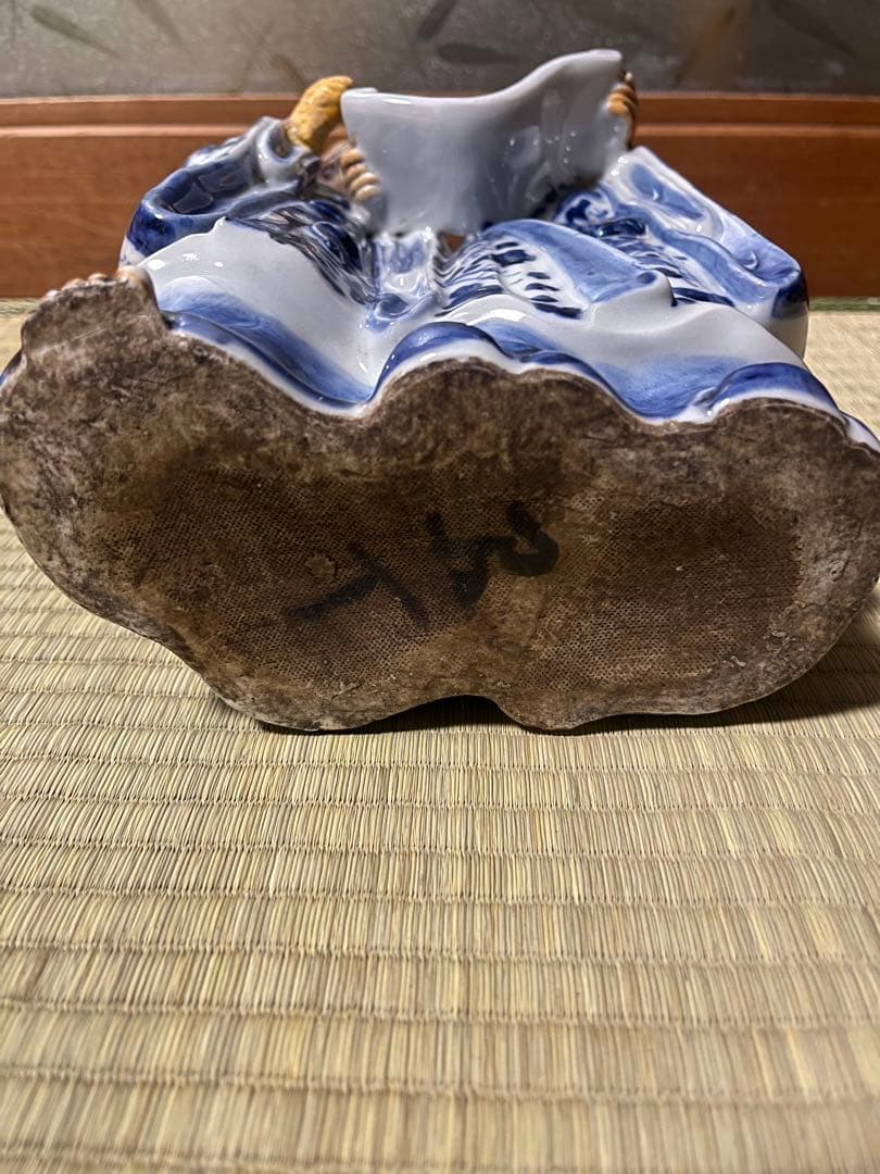 江戸期　寒山十律染付人物置物