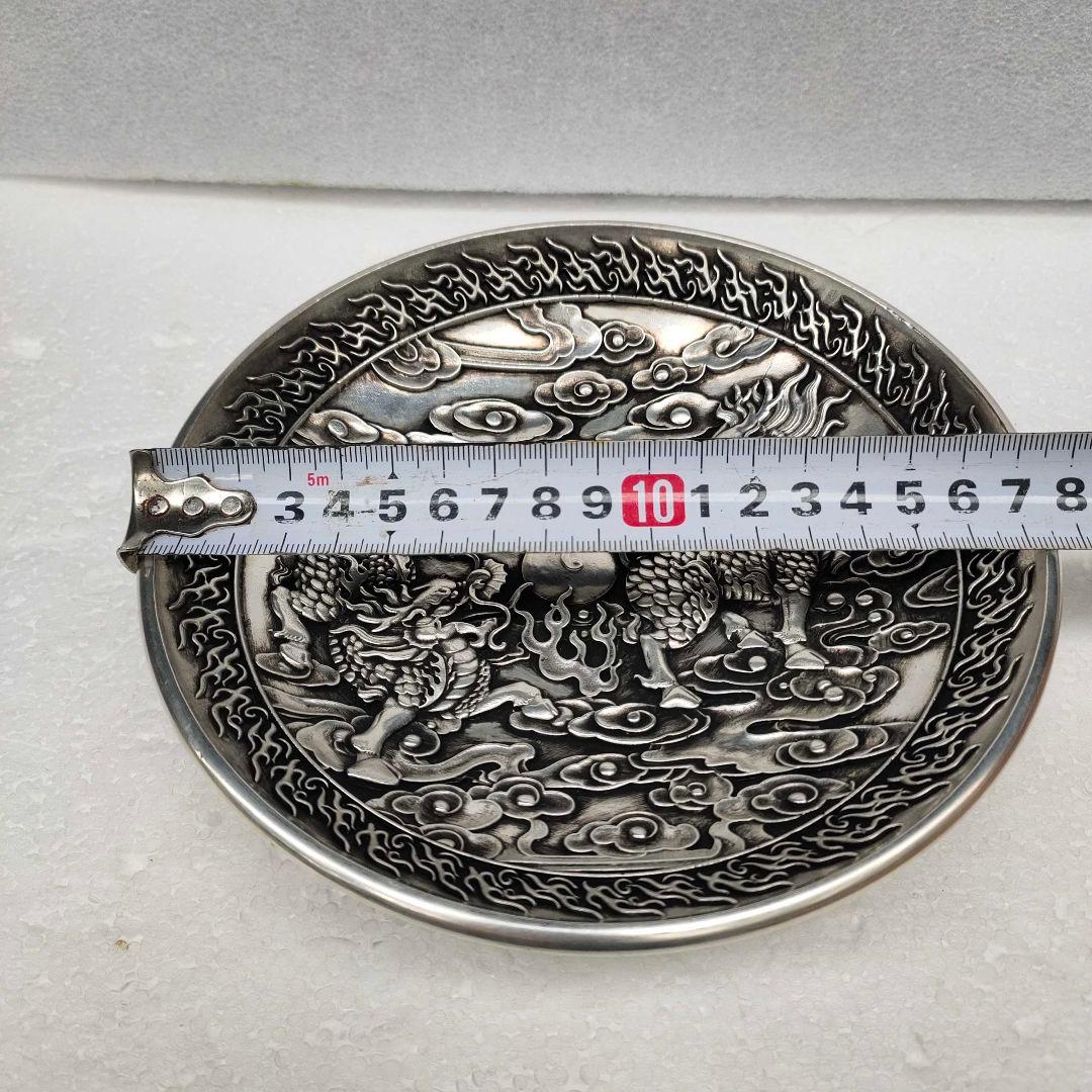 銅 細工 浮彫り祥雲瑞獣麒麟 銅皿銅盤 工芸品 美術品 置物