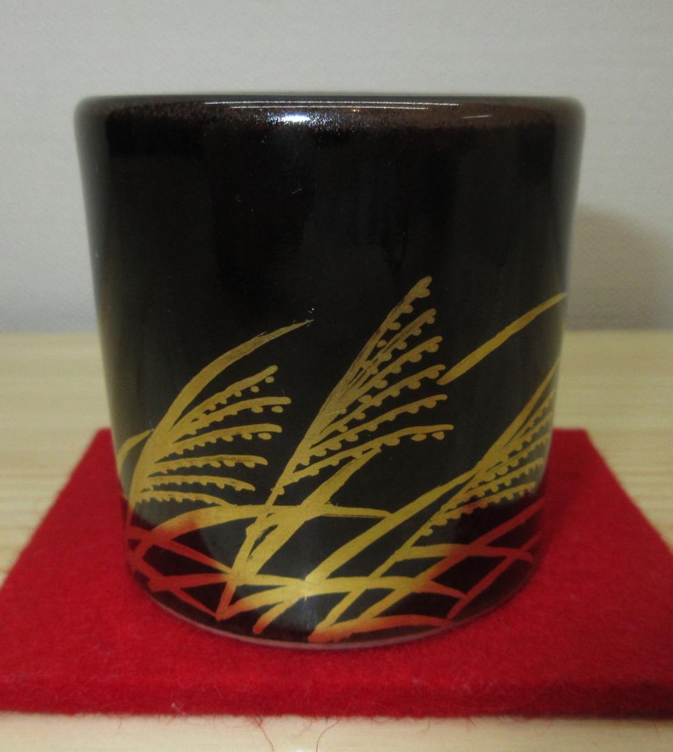 送料込【逢絢亭・新品】茶道具 蓋置 膳所焼 金彩 武蔵野の図 陽炎園 共箱入り