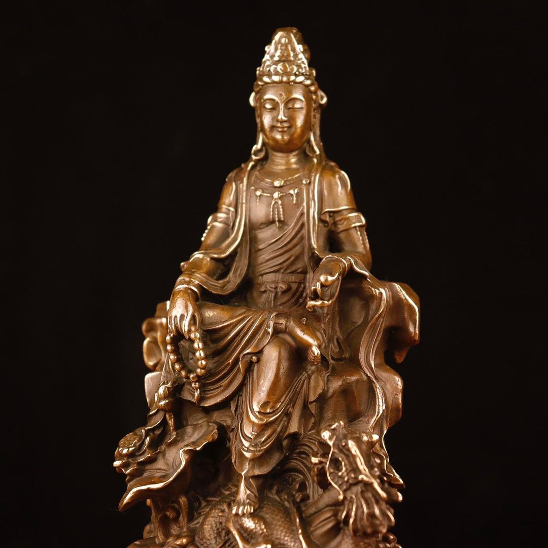 銅像 銅仏 自在観音菩薩仏像 坐龍仏珠観音仏像 仏堂奉納 工芸品 置物
