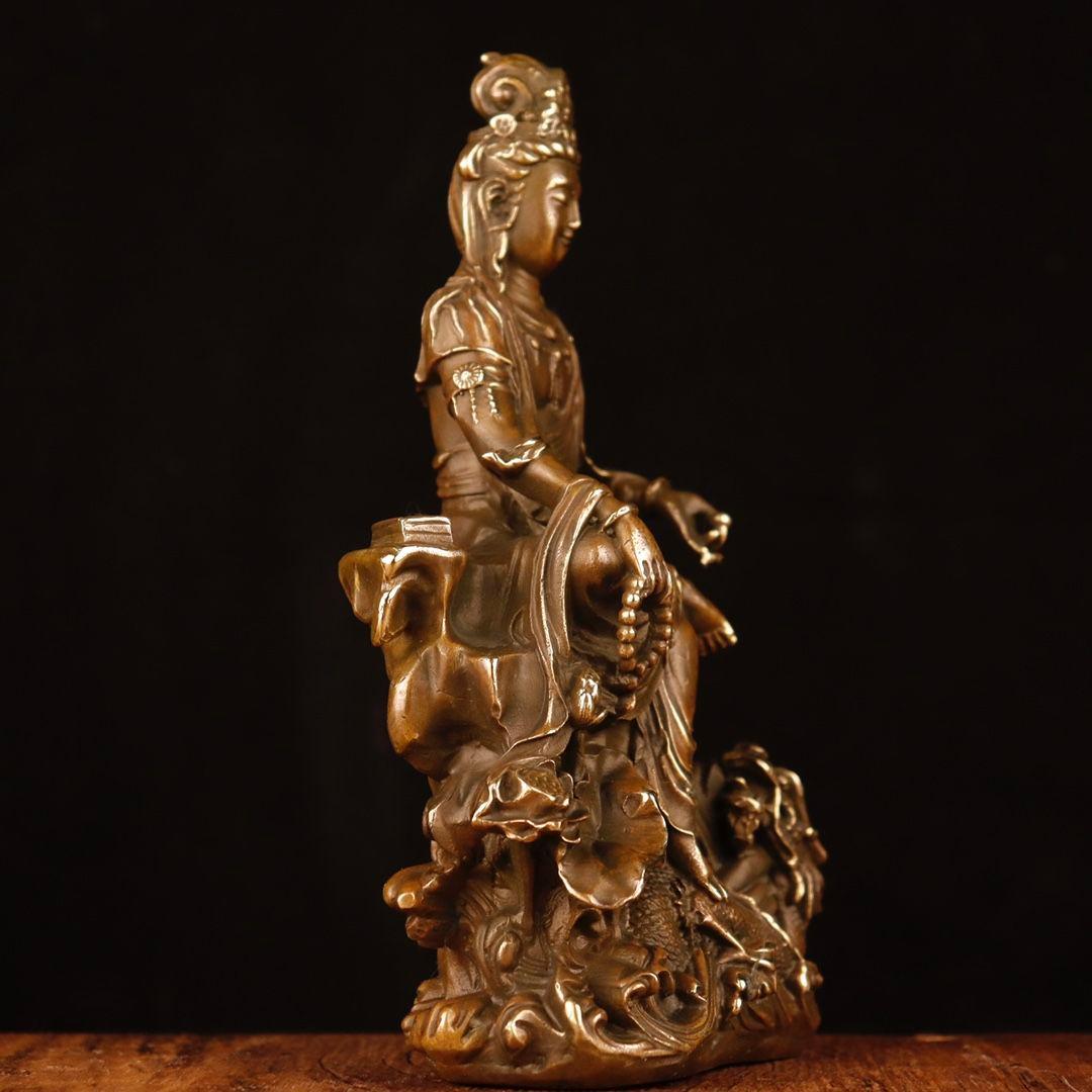 銅像 銅仏 自在観音菩薩仏像 坐龍仏珠観音仏像 仏堂奉納 工芸品 置物