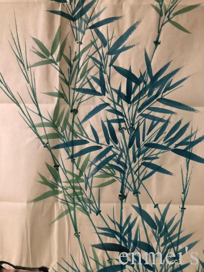 中国古美術・竹子図三尺画芯・純手描き・水墨画・啓功印款・書道・宣紙・带水印・肉筆