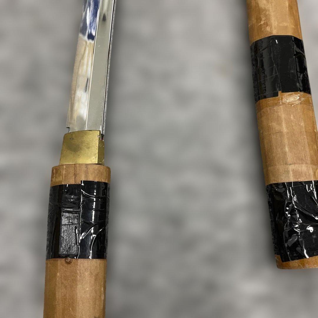 未開刃，模造刀、白鞘 刀 剣 長尺模造刀 木製ハンドルの湾刀 約100cm 紫鞘