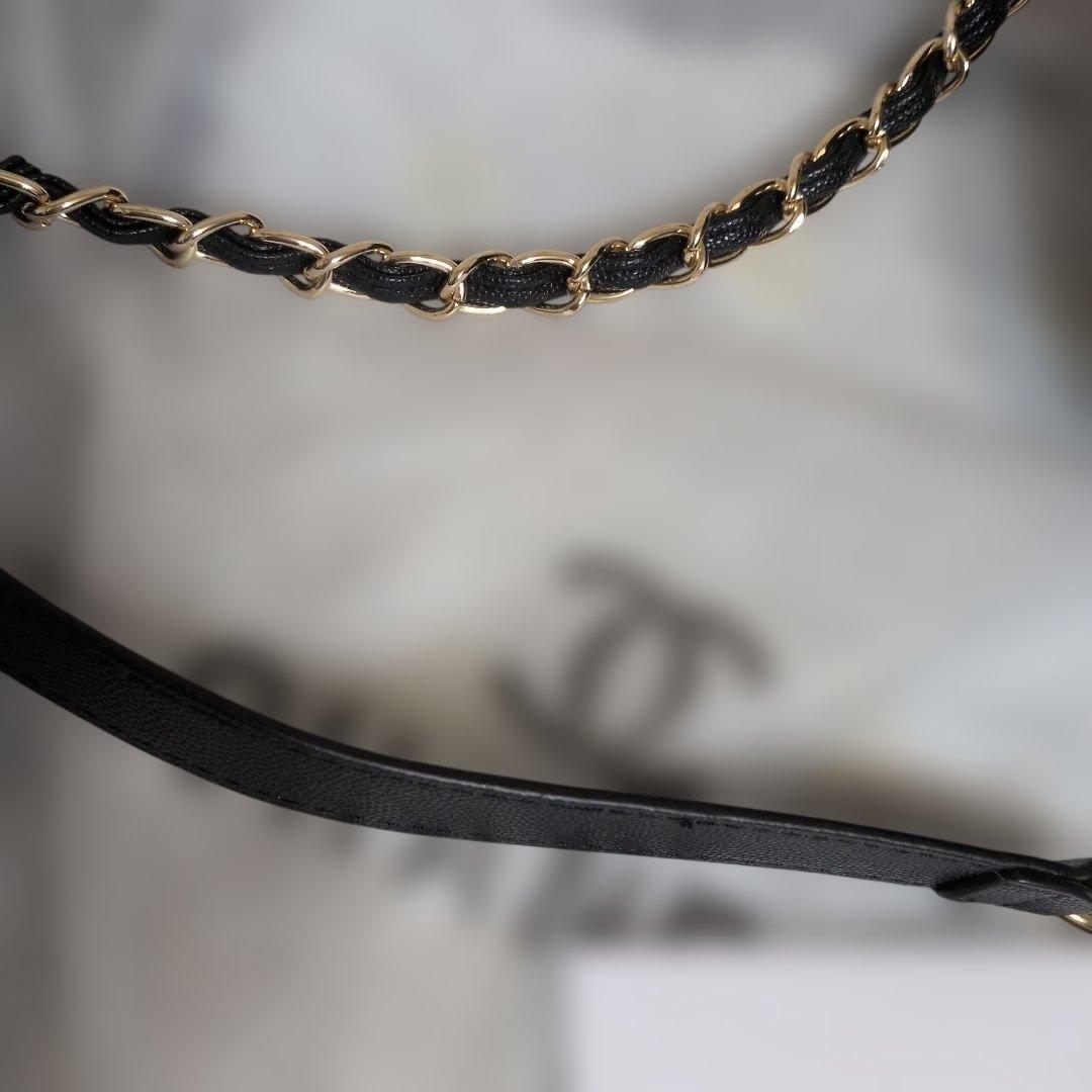 #CHANEL ブラックレザー ハンドバッグ　ノベルティ正規品ノベルティシール有