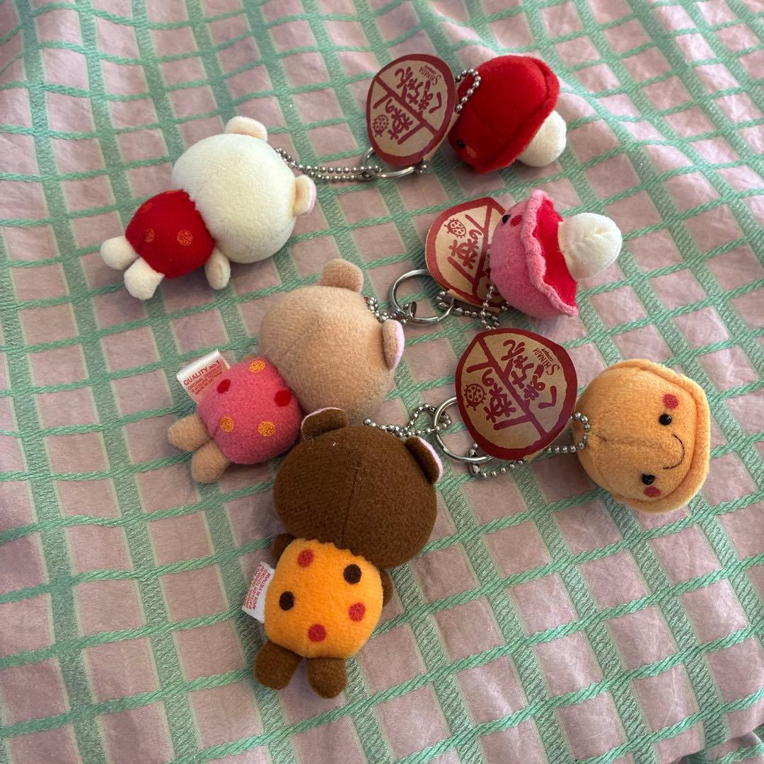 シナダ　平成レトロ　きのこ　くまちゃん　マスコットキーチェーン　3つ