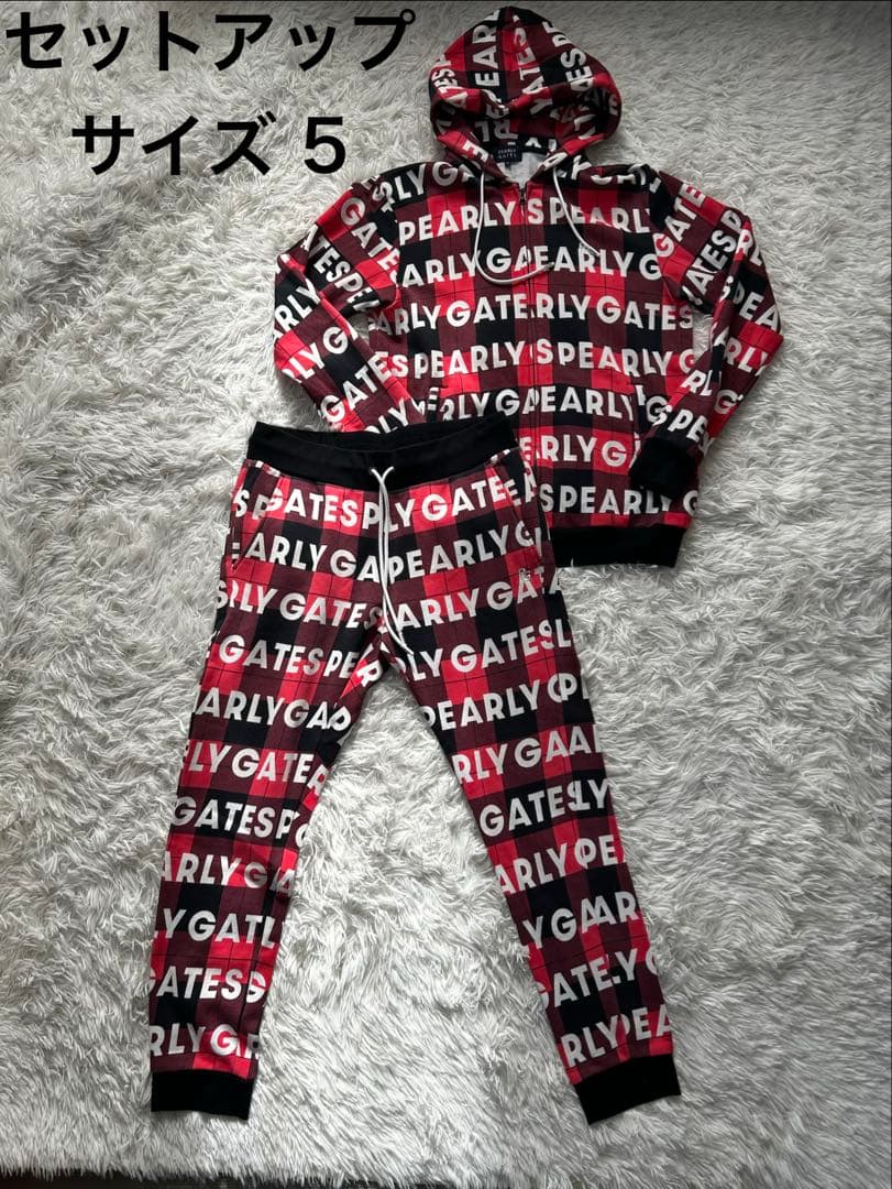 PEARLY GATES ロゴプリントスウェットパーカー パンツ セットアップ