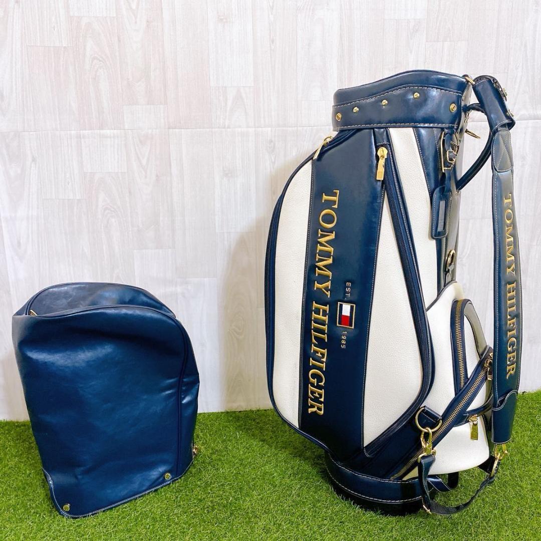 希少 トミーフィルフィガー 高級 キャディバッグ ゴルフバッグ 3点式 レザー