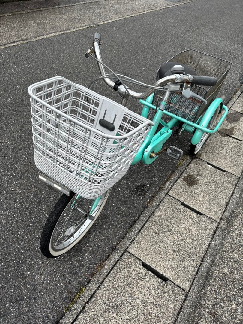 [一宮市近郊限定]ミントグリーン 大人用三輪自転車　前後バスケット付