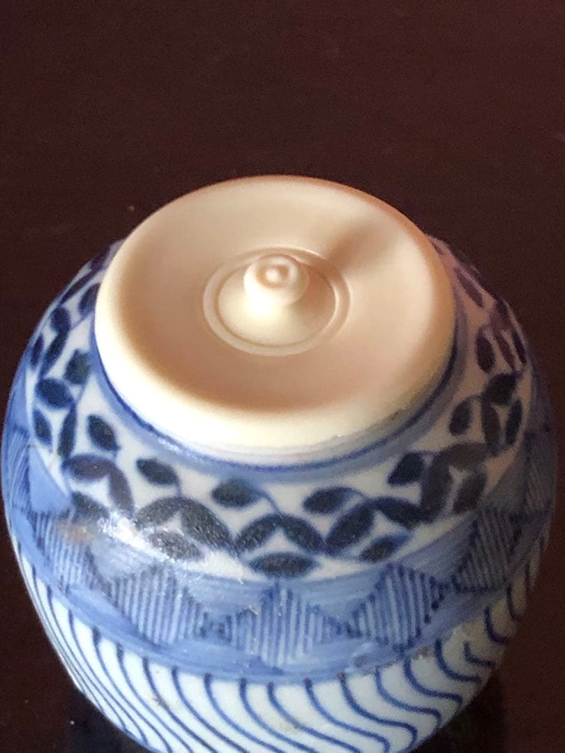 最終価格　唐物で瀟洒な染付幾何学文茶入桐箱入