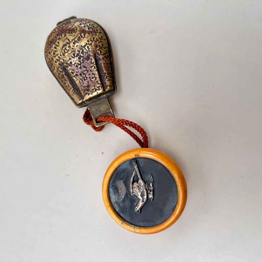 印籠 木製 金属製 銀色彫刻