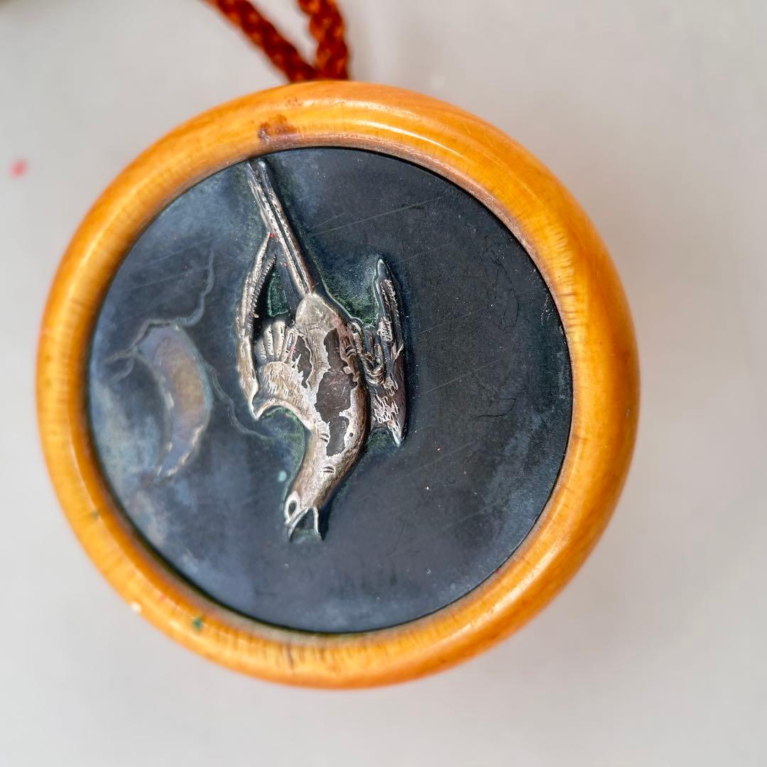 印籠 木製 金属製 銀色彫刻