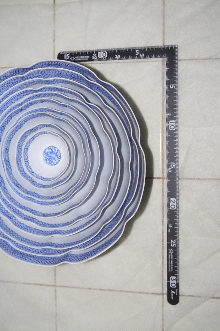 乾隆年製 ネスティングボール　ブルー・ホワイト 10個 セット