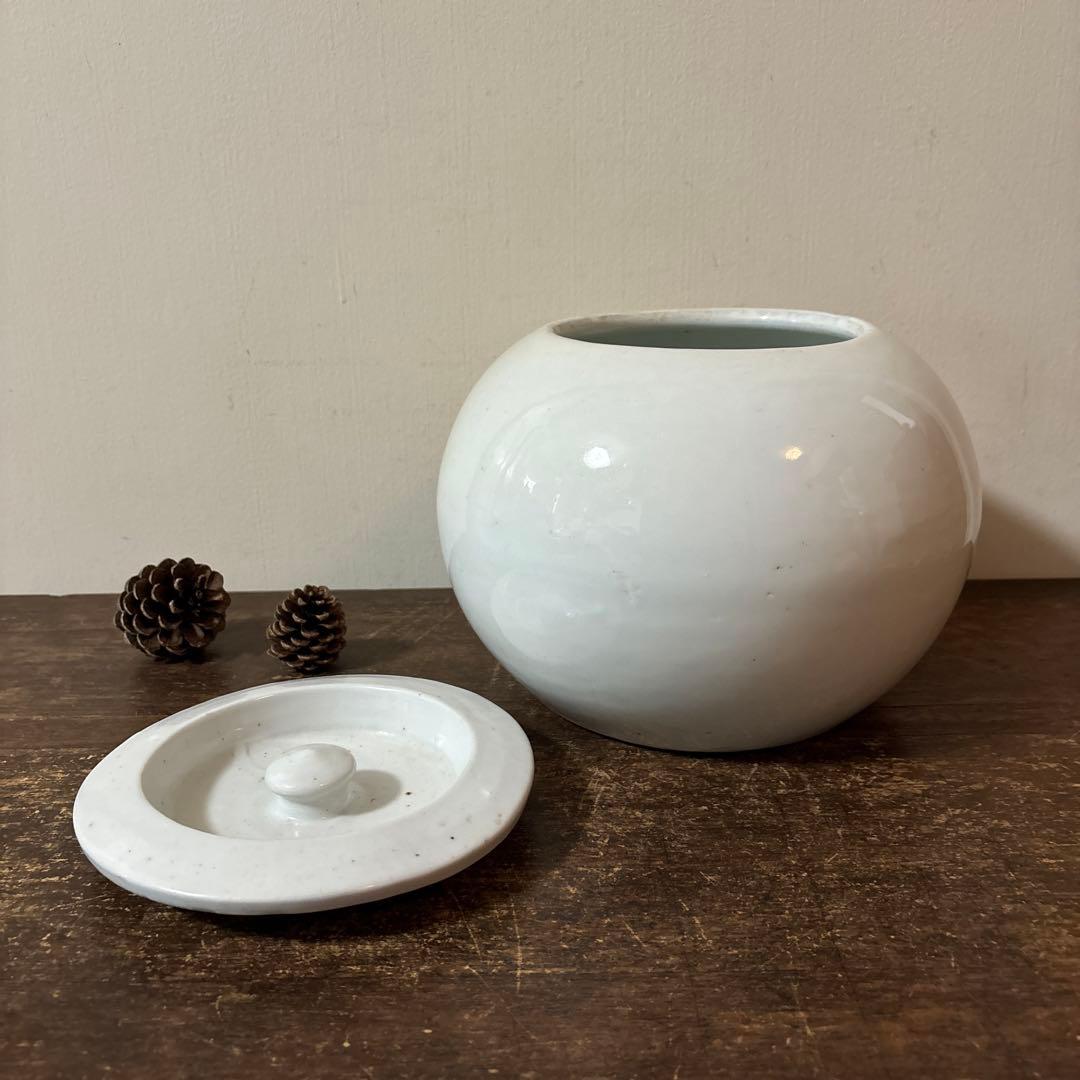 白磁　火消壺　蓋付き　伊万里　瀬戸　花器　赤星五郎　骨董品　李朝　アンティーク