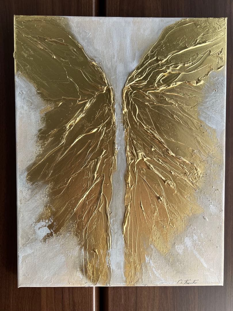 インテリア/絵画/アート/抽象画/モダン/ホテル/ホワイト/ゴールド/羽