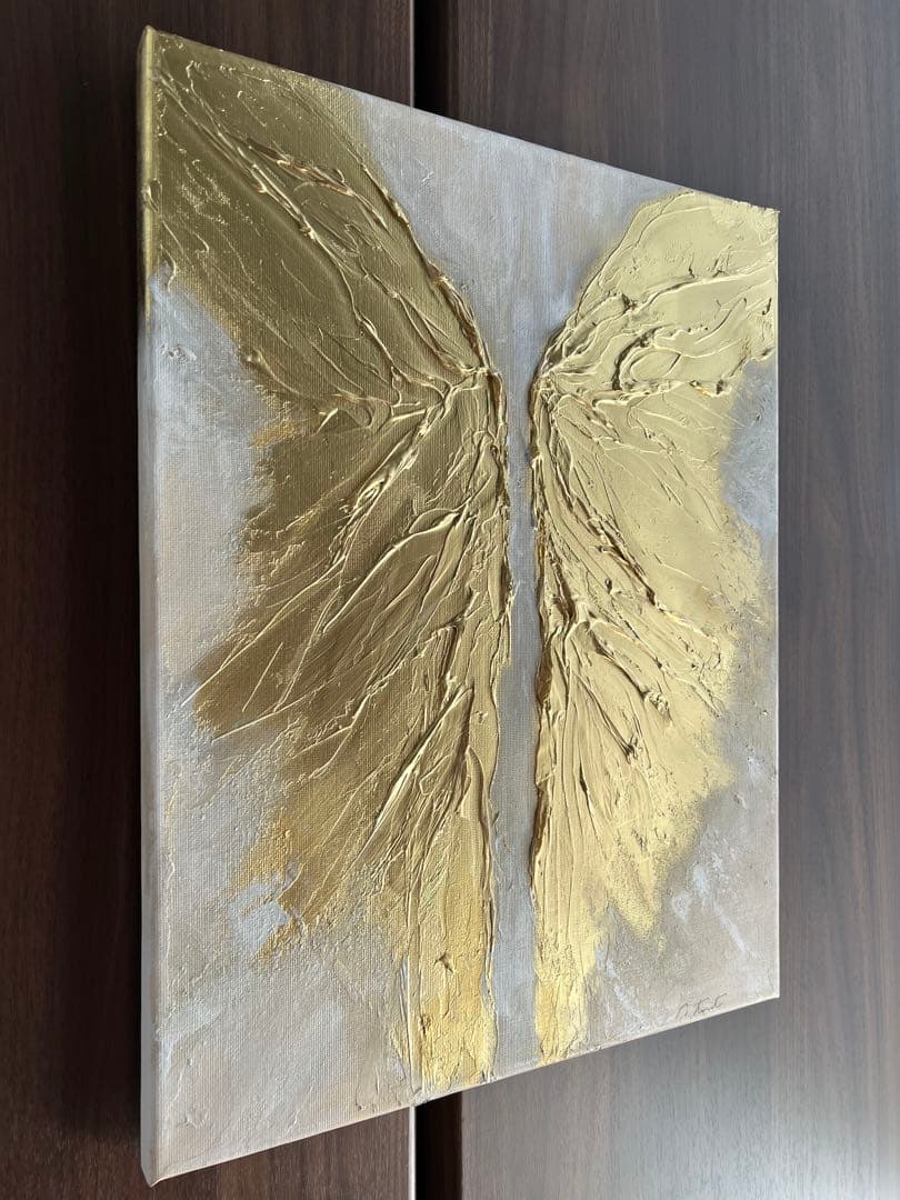 インテリア/絵画/アート/抽象画/モダン/ホテル/ホワイト/ゴールド/羽