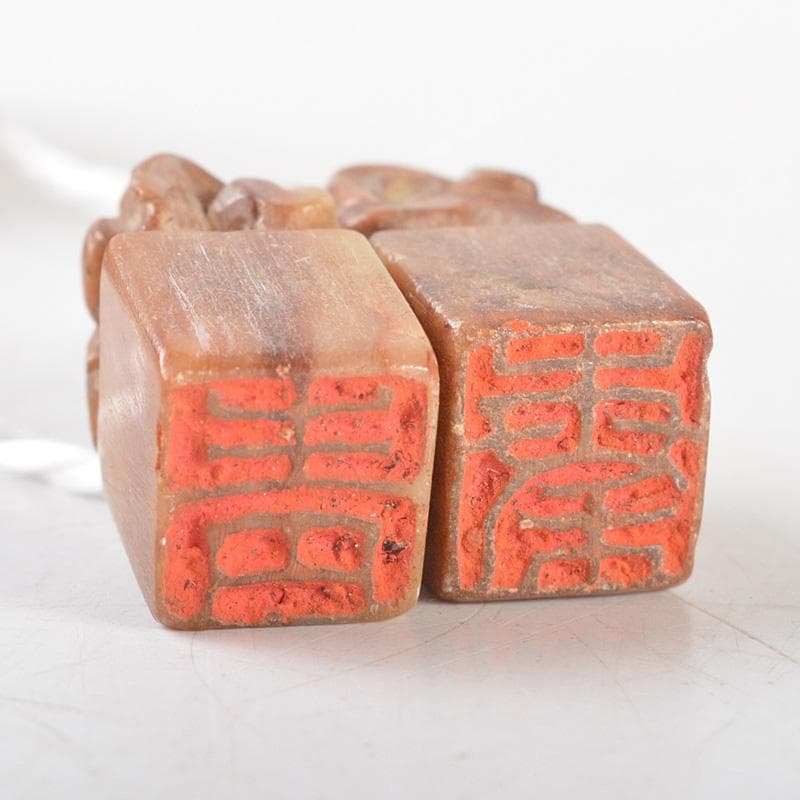 中国　玉石寿山石彫刻　印籠形　印材　書道具　篆刻　V　R6103