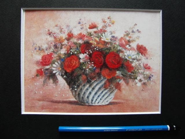 今関アキラコ【花かご】希少画集画、状態良好、新品高級額装付