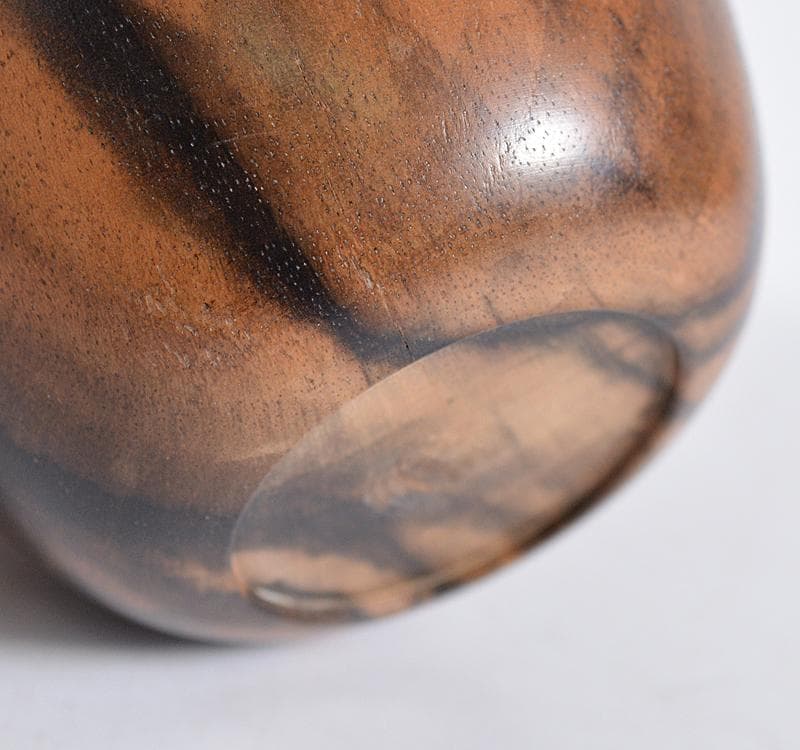 茶道具　吉羽作　縞柿製　棗　共箱　M　R4672