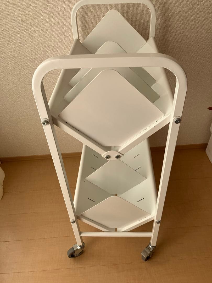 カルテワゴン ホワイト 2段式ワゴン 仕切り付き