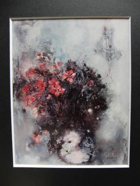 糸園和三郎、花、希少画集画、新品高級額、額装付、状態良好