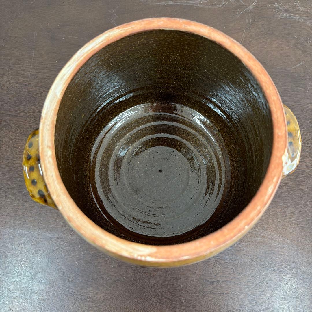 船木研兒　手付壺　黄釉　鹿