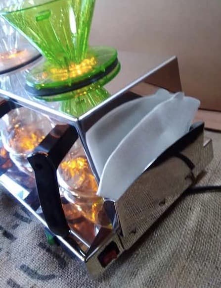 ４連　珈琲ワーマー（保温機）ドリッパー台付き　イルミネーション・ろ紙台