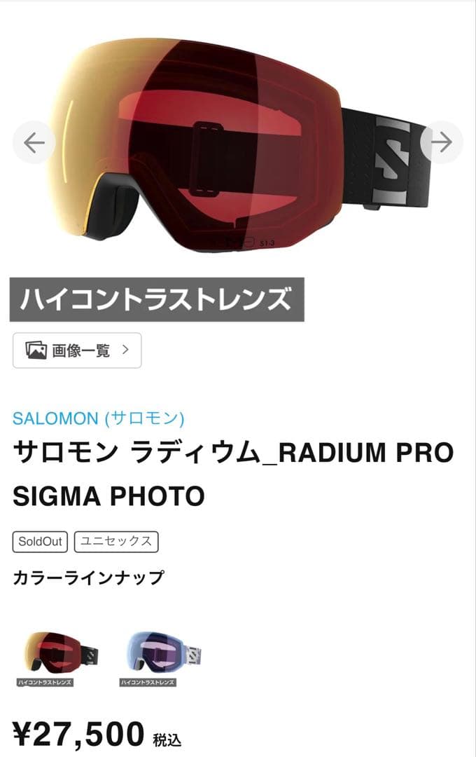 SALOMON RADIUM PRO SIGMA PHOTO ゴーグル