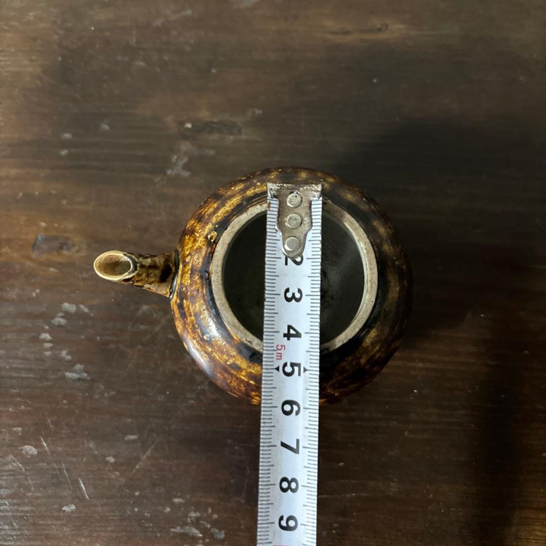 李朝飴釉薬蓋つき注ぎ口　酒器　煎茶　花入　アンティーク　古美術　骨董　　古美術