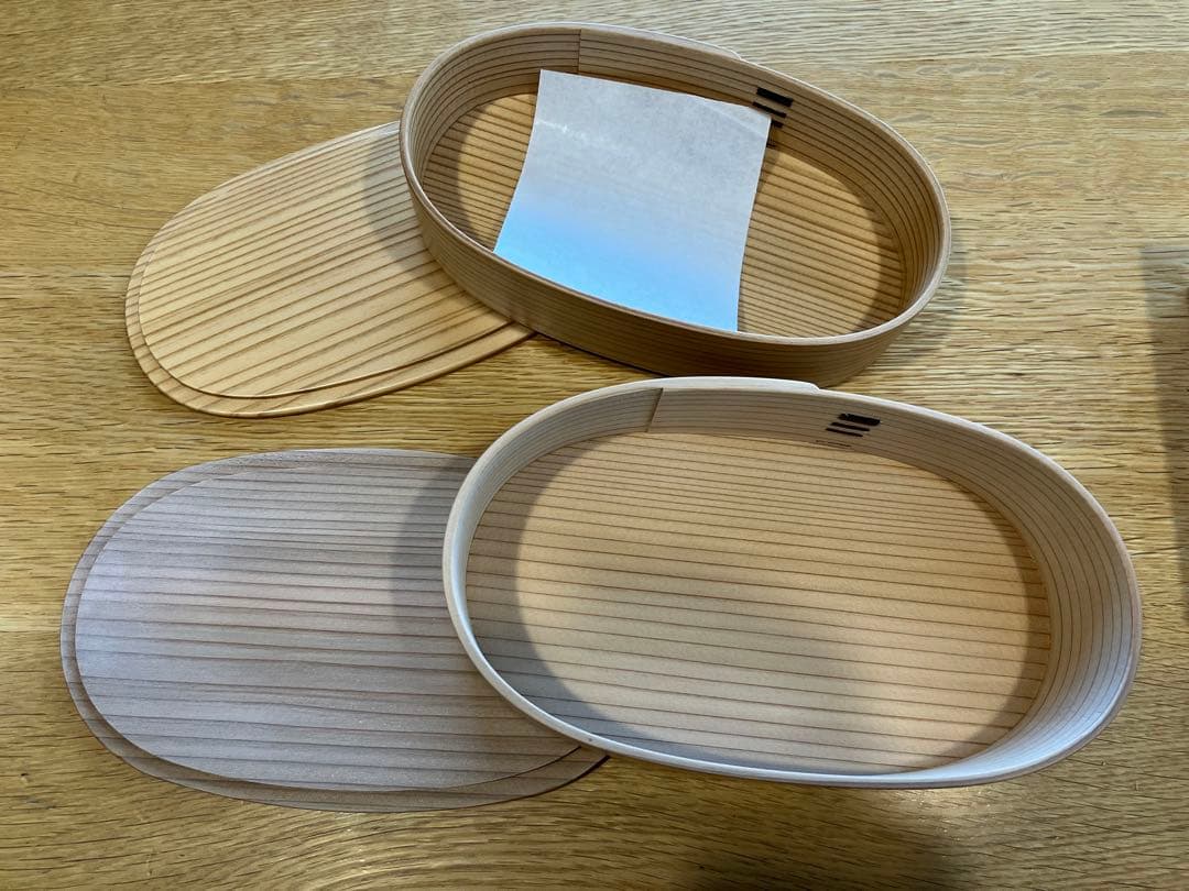 新品未使用　栗久　曲げわっぱ 2段 お弁当箱　楕円形 木製　2つセット