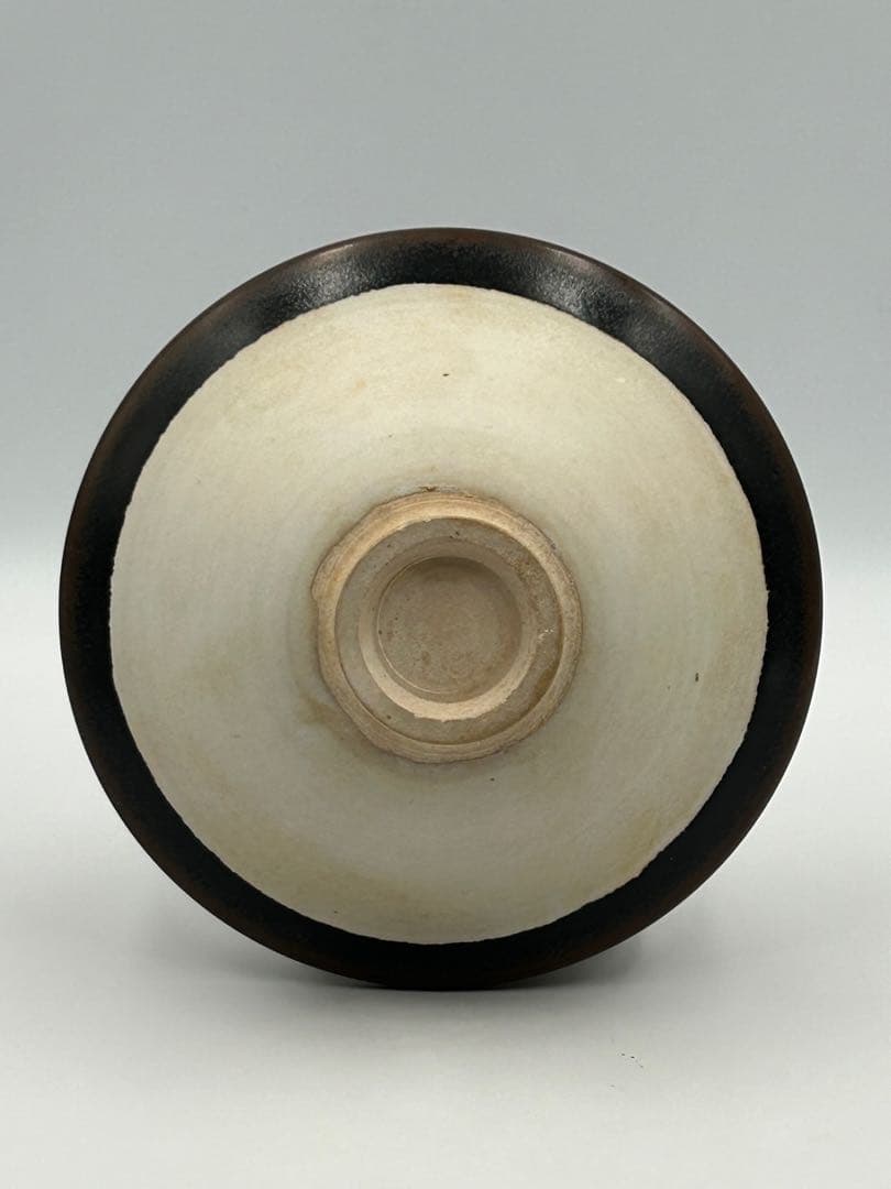 ★0053宋時代　河南窯 黒覆輪白釉碗 斗笠碗 ★天目茶碗 茶道具 茶器