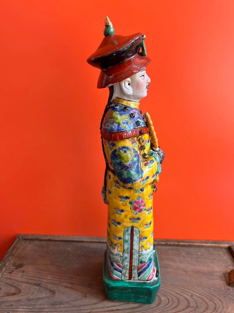 1370  中国 骨董　福建會館  游長子造　十錦 粉彩　漢人　置物　時代物