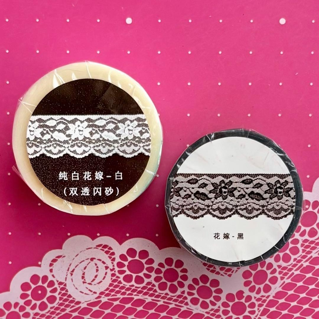 闪砂 花嫁 黒 白 ２点セット 2.5cm×5m 海外マスキングテープ