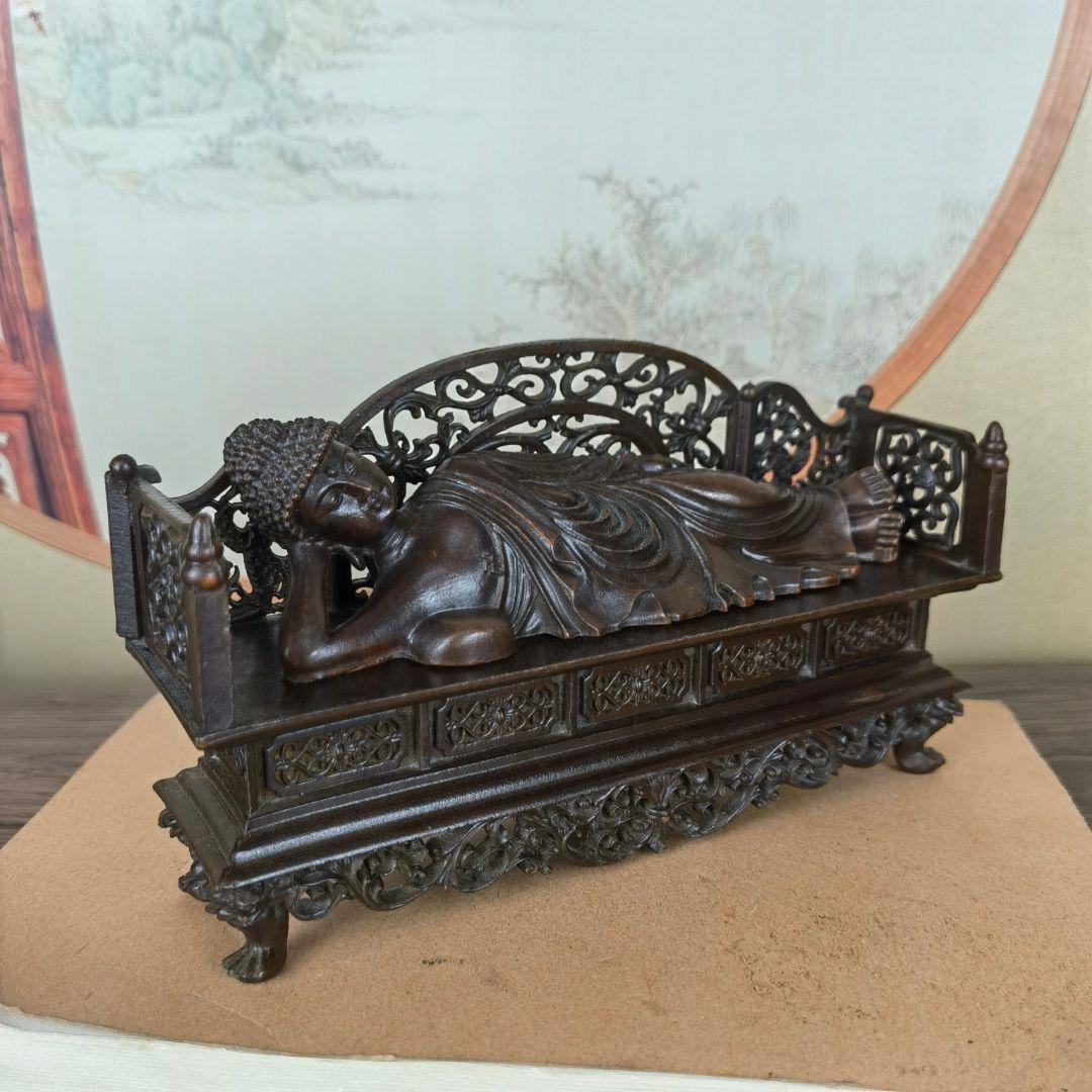 仏教美術 臥仏 小仏像 仏像 彫刻 置物 開運 風水 銅製 銅器