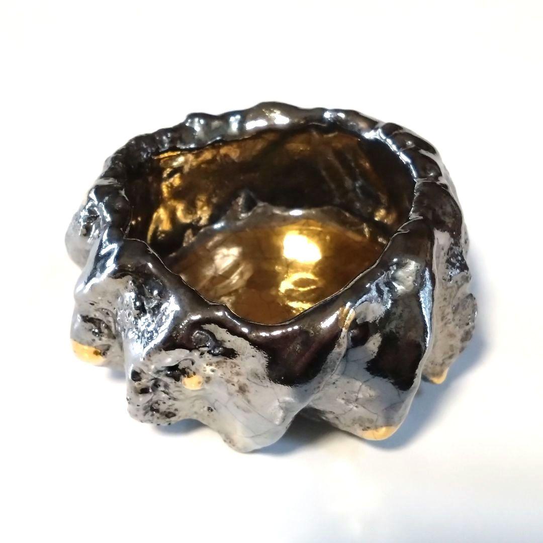 市川透　VANISHING POINT　ぐい呑　金銀　備前　ゴールド　シルバー