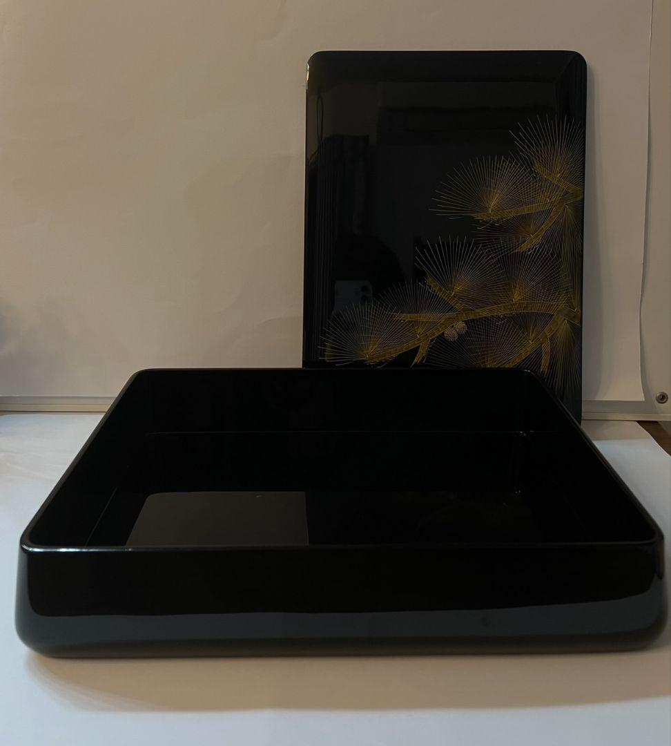 輪島塗 漆器 文箱 金色葉模様