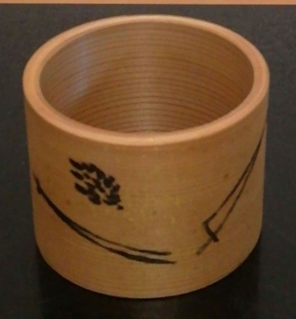 尋牛斎書付　橋村萬象作　竹　曲げわっぱ　蓋置　共箱　茶道具