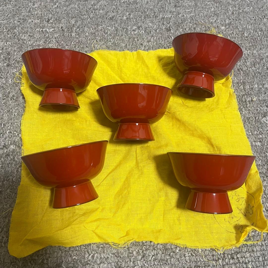 輪島塗 慶塚 酒盃 五種 松竹梅 漆塗 酒器