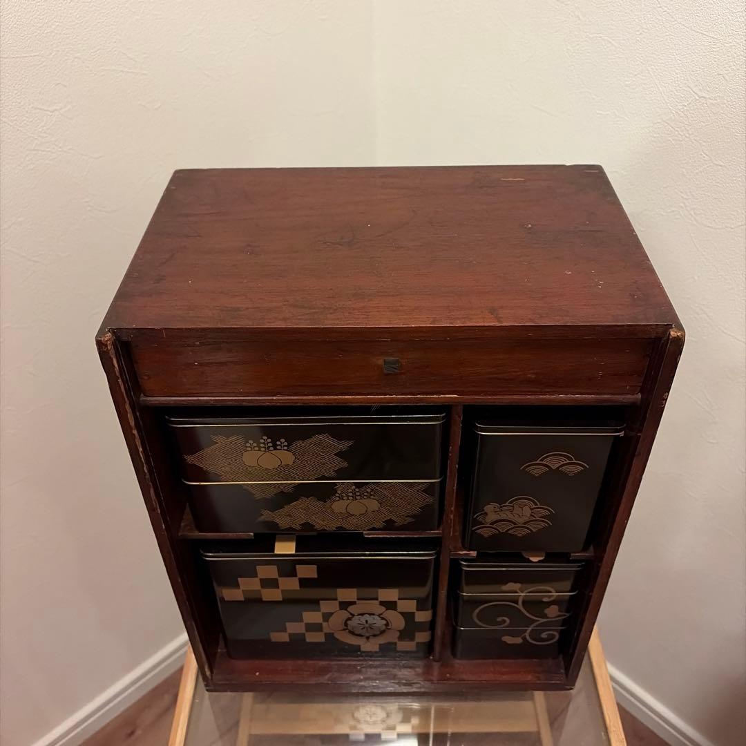 アンティーク　漆塗りお重箱セット