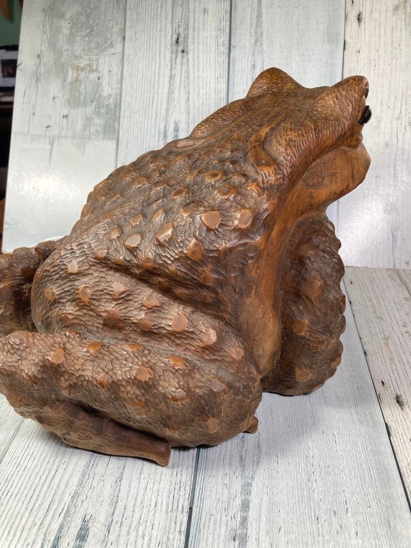 時代物【丹山 作】細密彫刻 一刀彫 木彫　蛙