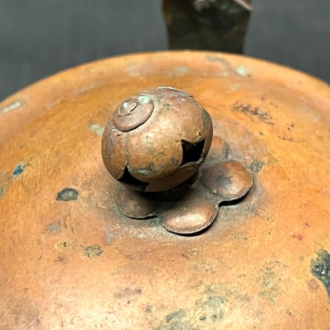 ▽Eb右1106 龍文堂造 銅製 急須 鶴 梅摘み 湯沸 煎茶道具 茶器