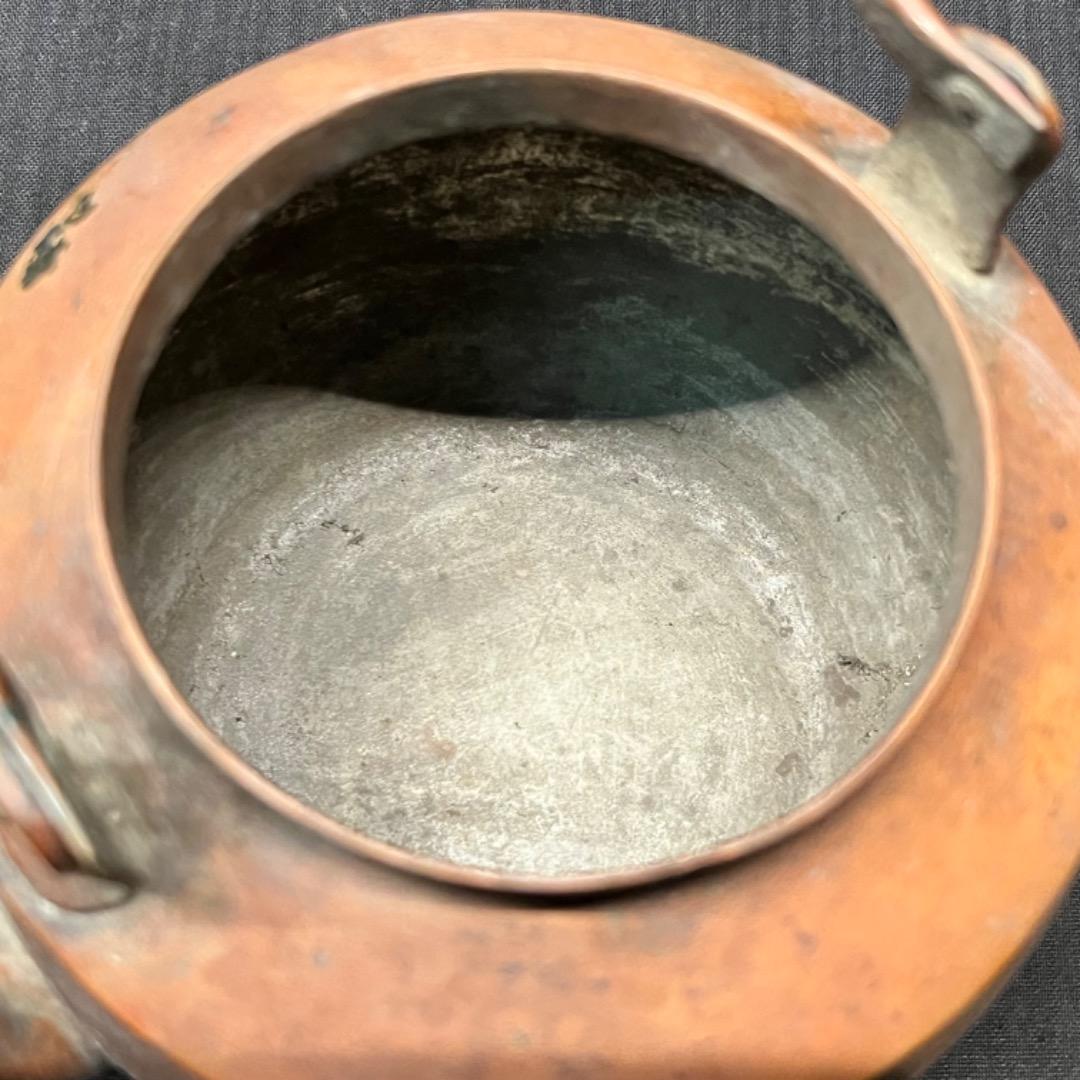 ▽Eb右1106 龍文堂造 銅製 急須 鶴 梅摘み 湯沸 煎茶道具 茶器