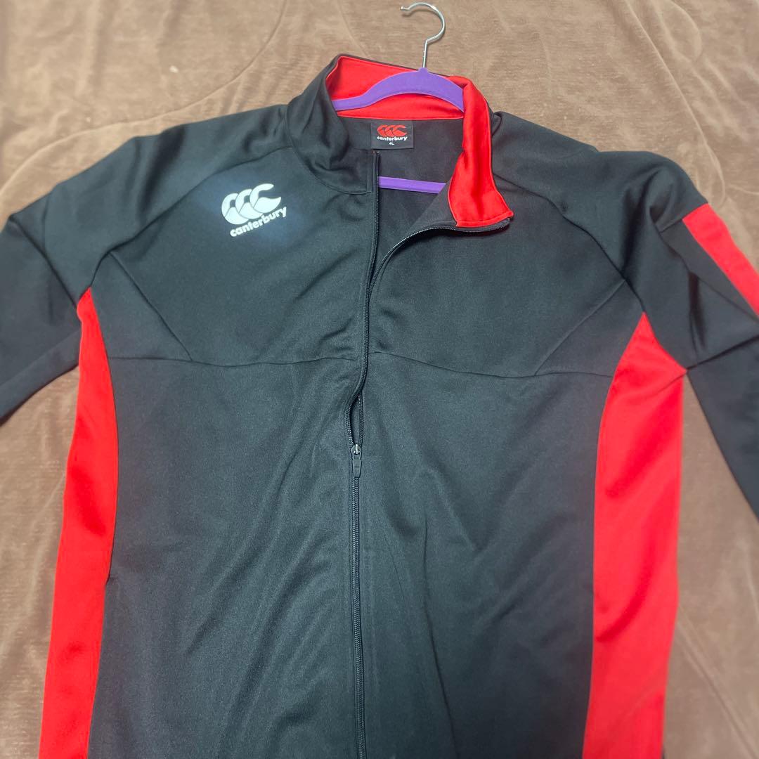 カンターベリーラグビーウォームアップウェア 黒/赤 ジップアップ大きいサイズ