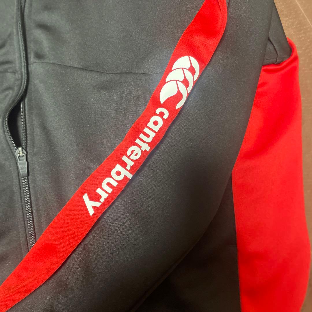 カンターベリーラグビーウォームアップウェア 黒/赤 ジップアップ大きいサイズ