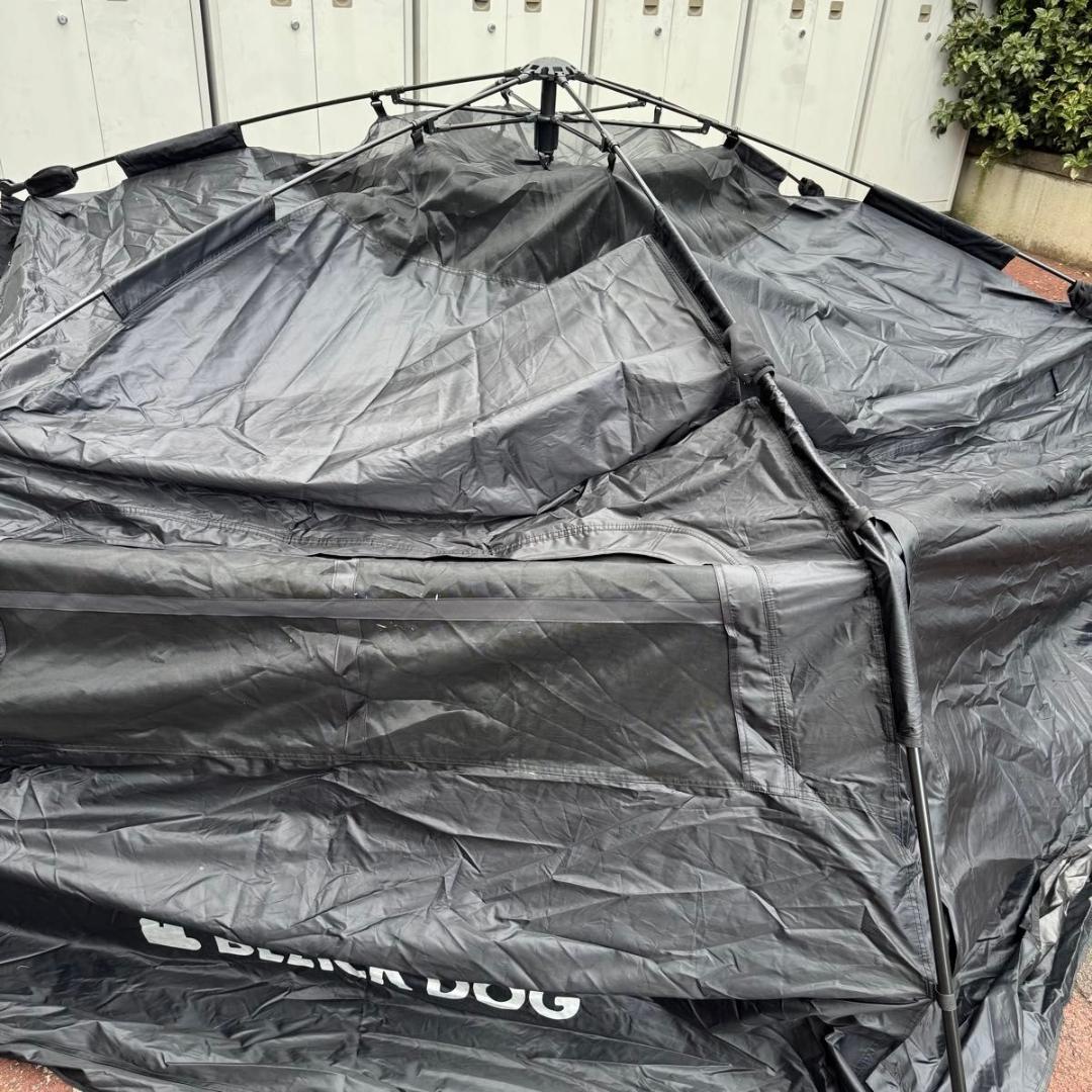 BLACKDOG ヘキサゴン 自動テント 6〜8人用／ブラック／ワンタッチ